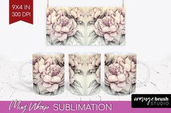 Peony Flowers Mug Wrap - Floral Mug PNG Sublimation Product Image 1