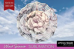 Peony Flowers Wind Spinner Sublimation PNG - Floral Round Product Image 1