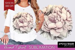 Peony Flowers Round Tshirt Background - Floral PNG Product Image 1