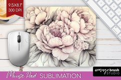 Peony Flowers Mouse Pad Sublimation - Floral Mousepad PNG Product Image 1
