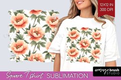 Peony Flowers Square Tshirt Background - Floral PNG Product Image 1