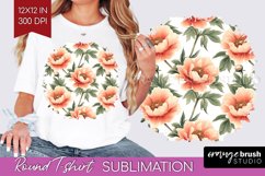 Peony Flowers Round Tshirt Background - Floral PNG Product Image 1