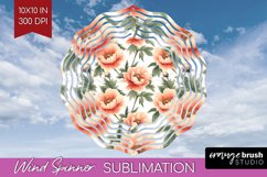 Peony Flowers Wind Spinner Sublimation PNG - Floral Round Product Image 1