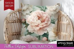 Peony Flowers Pillow Sublimation - Floral Pillow Cover PNG Product Image 1