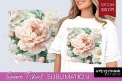 Peony Flowers Square Tshirt Background - Floral PNG Product Image 1