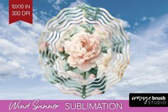 Peony Flowers Wind Spinner Sublimation PNG - Floral Round Product Image 1