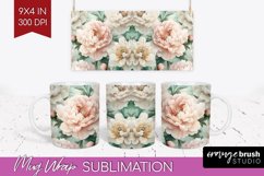 Peony Flowers Mug Wrap - Floral Mug PNG Sublimation Product Image 1