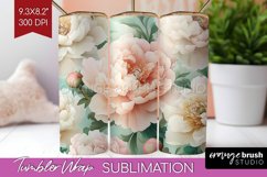Peony Flowers Tumbler Wrap - Floral Tumbler PNG Sublimation Product Image 1