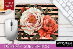 Peony Flowers Mouse Pad Sublimation - Floral Mousepad PNG Product Image 1