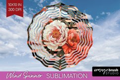 Peony Flowers Wind Spinner Sublimation PNG - Floral Round Product Image 1