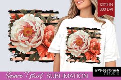 Peony Flowers Square Tshirt Background - Floral PNG Product Image 1