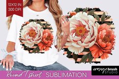 Peony Flowers Round Tshirt Background - Floral PNG Product Image 1