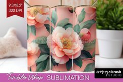 Peony Flowers Tumbler Wrap - Floral Tumbler PNG Sublimation Product Image 1