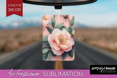 Peony Flowers Air Freshener PNG - Floral PNG Sublimation Product Image 1