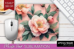 Peony Flowers Mouse Pad Sublimation - Floral Mousepad PNG Product Image 1