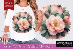 Peony Flowers Round Tshirt Background - Floral PNG Product Image 1