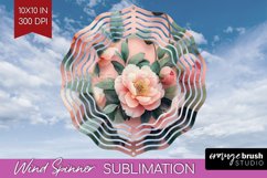 Peony Flowers Wind Spinner Sublimation PNG - Floral Round Product Image 1