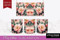 Peony Flowers Mug Wrap - Floral Mug PNG Sublimation Product Image 1