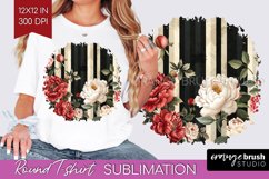 Peony Flowers Round Tshirt Background - Floral PNG Product Image 1