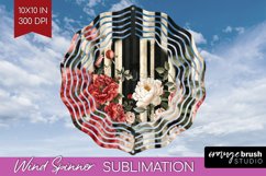 Peony Flowers Wind Spinner Sublimation PNG - Floral Round Product Image 1