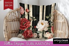 Peony Flowers Pillow Sublimation - Floral Pillow Cover PNG Product Image 1