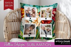 Stained Glass Photo Pillow PNG - Flowers Picture Frame Cover Product Image 1