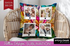 Stained Glass Photo Pillow PNG - Flowers Picture Frame Cover Product Image 1