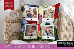 Stained Glass Photo Pillow PNG - Flowers Picture Frame Cover Product Image 1