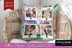 Stained Glass Photo Pillow PNG - Flowers Picture Frame Cover Product Image 1