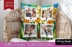 Stained Glass Photo Pillow PNG - Flowers Picture Frame Cover Product Image 1