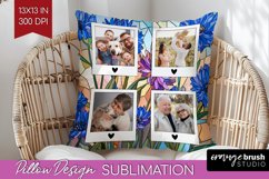 Stained Glass Photo Pillow PNG - Flowers Picture Frame Cover Product Image 1