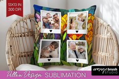 Stained Glass Photo Pillow PNG - Flowers Picture Frame Cover Product Image 1