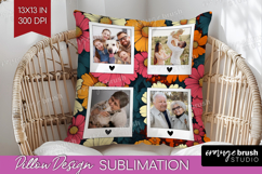 Retro Flowers Photo Pillow PNG - Floral Picture Frame Pillow Product Image 1