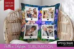 Stained Glass Photo Pillow PNG - Flowers Picture Frame Cover Product Image 1