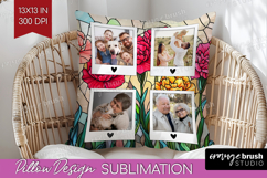 Stained Glass Photo Pillow PNG - Flowers Picture Frame Cover Product Image 1