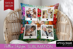Stained Glass Photo Pillow PNG - Flowers Picture Frame Cover Product Image 1