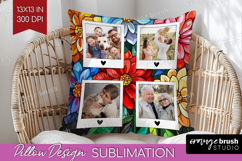 Stained Glass Photo Pillow PNG - Flowers Picture Frame Cover Product Image 1
