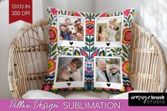 Folk Flowers Photo Pillow PNG - Floral Picture Frame Pillow Product Image 1
