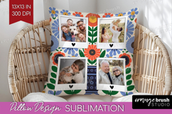 Folk Flowers Photo Pillow PNG - Floral Picture Frame Pillow Product Image 1