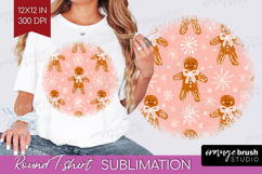 Pink Christmas Round Tshirt Background - Coquette Xmas PNG Product Image 1