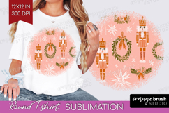 Pink Christmas Round Tshirt Background - Coquette Xmas PNG Product Image 1