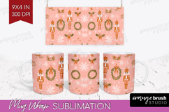 Pink Christmas Mug Wrap - Coquette Xmas Mug PNG Sublimation Product Image 1