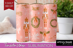 Pink Christmas Tumbler Wrap - Coquette Xmas Tumbler PNG Product Image 1