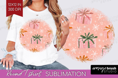 Pink Christmas Round Tshirt Background - Coquette Xmas PNG Product Image 1