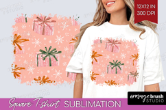 Pink Christmas Square Tshirt Background - Coquette Xmas PNG Product Image 1