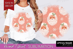 Pink Christmas Round Tshirt Background - Coquette Xmas PNG Product Image 1