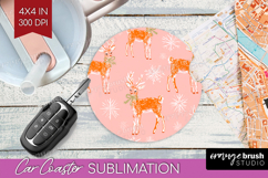 Pink Christmas Car Coaster - Coquette Xmas Coaster PNG Product Image 1