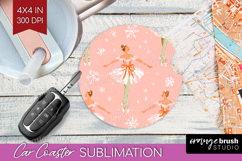 Pink Christmas Car Coaster - Coquette Xmas Coaster PNG Product Image 1