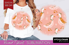 Pink Christmas Round Tshirt Background - Coquette Xmas PNG Product Image 1