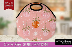 Pink Christmas Lunch Bag - Coquette Xmas Lunch Bug PNG Product Image 1